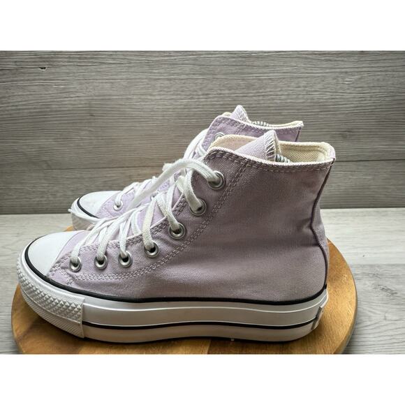 CONVERSE CHUCK TAYLOR ALL STAR HI PLATFORM SNEAKER PALE AMETHYST Size 6 - Picture 2 of 8